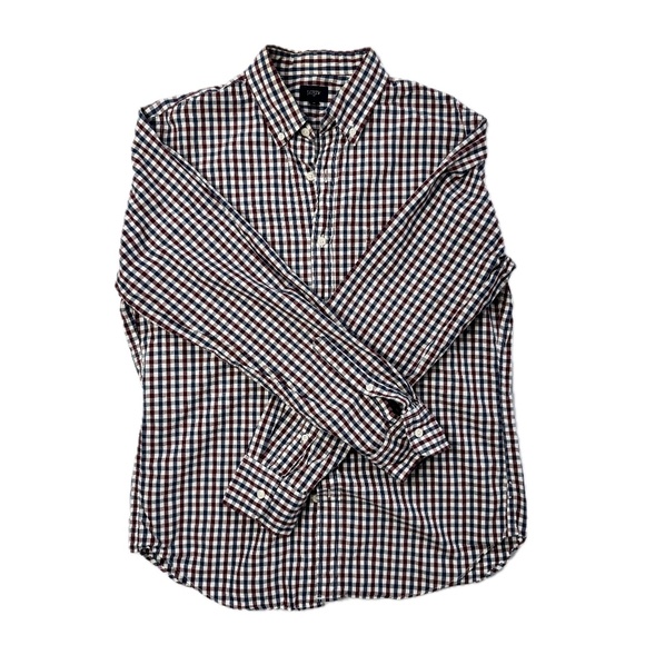 J.Crew Men’s Slim Fit Button-Down Shirt - Medium, Blue/Red/White Check - Picture 1 of 5